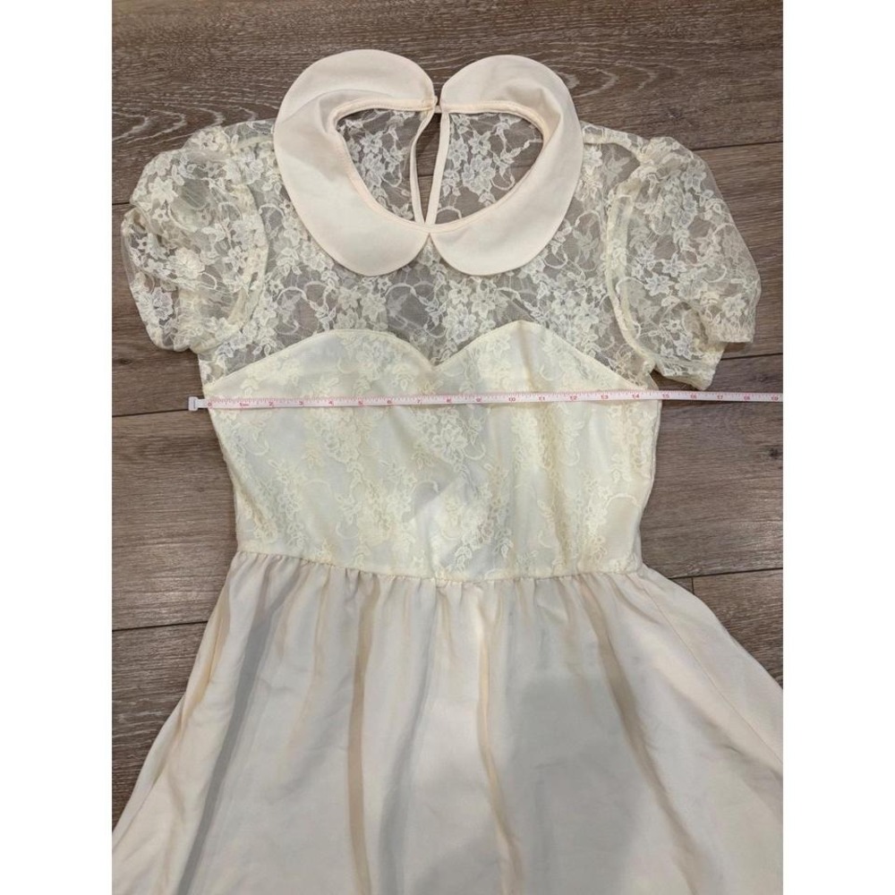 ASOS Cream Lace Peter Pan Collar Mini Dress Short Sleeve NWT Size 8 - Picture 2 of 6